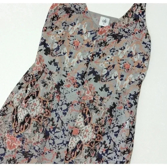 CAbi 5049 Fresco Print Gray Multicolor V Neck Slip Dress with Pockets Size XS - Picture 3 of 5